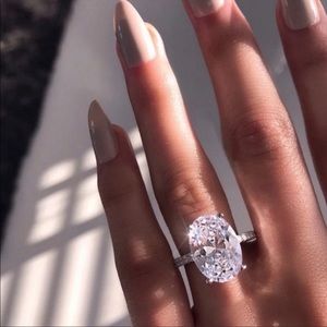 OVAL CUT 5 CT 925 STERLING SILVER DIAMOND RING
